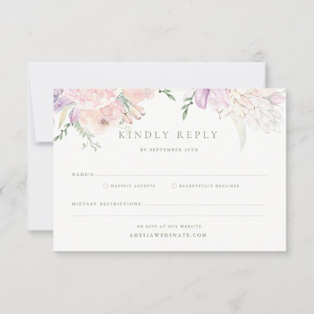 RSVP pour un mariage au jardin pastel (Devant)