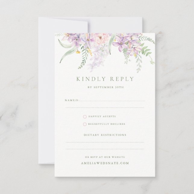 RSVP pour un mariage champêtre pastel (Devant)