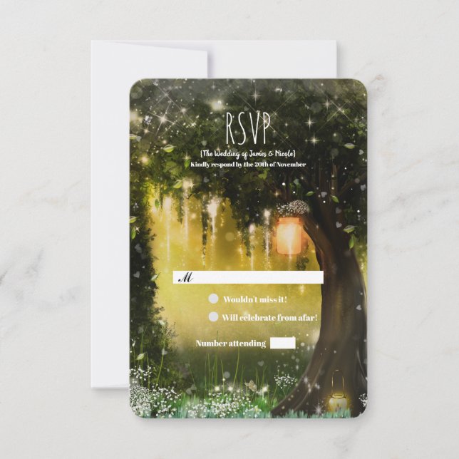 RSVP pour un mariage de fantaisie dans une forêt e (Devant)