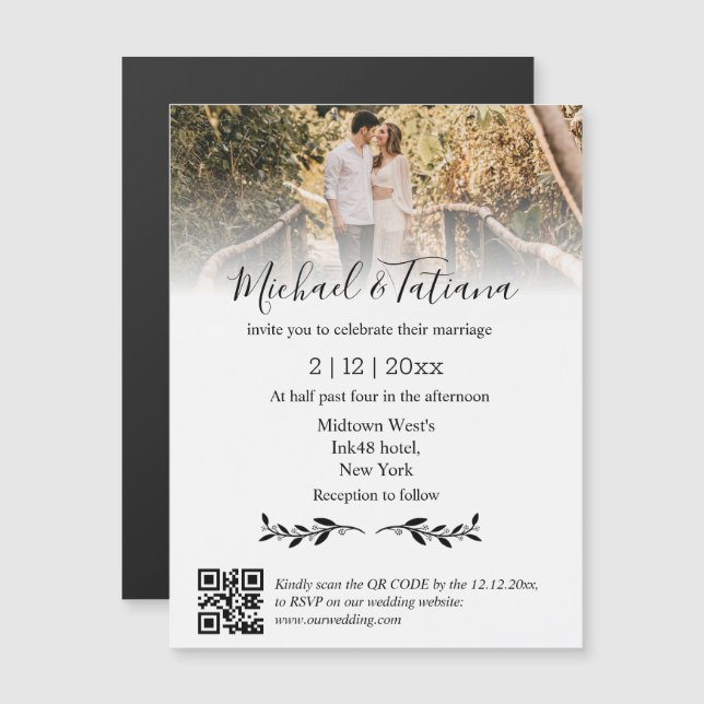 rsvp qr code effacé faire-part de mariage photo (Devant / Derrière)