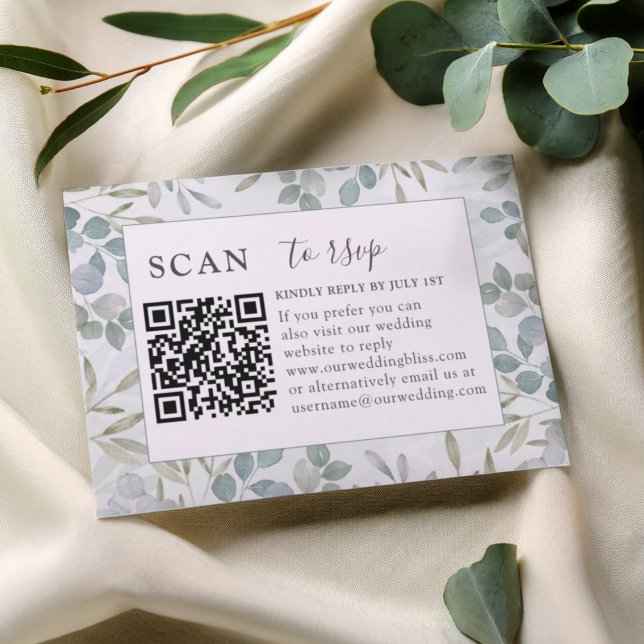 RSVP QR Code Eucalyptus Greenery Wedding (Créateur téléchargé)