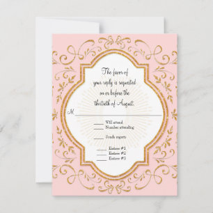 RSVP Quatrefoil Frame Script Swirl Gold Parties sc