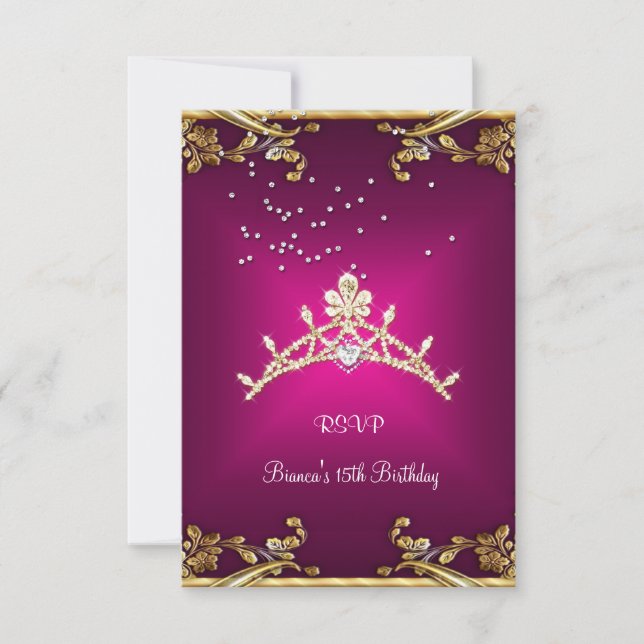 RSVP Quinceanera Anniversaire Rose Tiara Or Diaman (Devant)