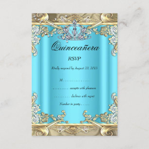 RSVP Quinceanera Blue Aqua Gold Turquoise 15e anni