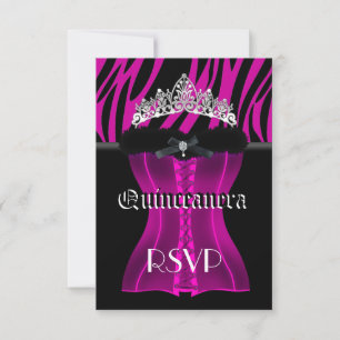 RSVP Quinceanera rose Zebra noir Tiara Corset