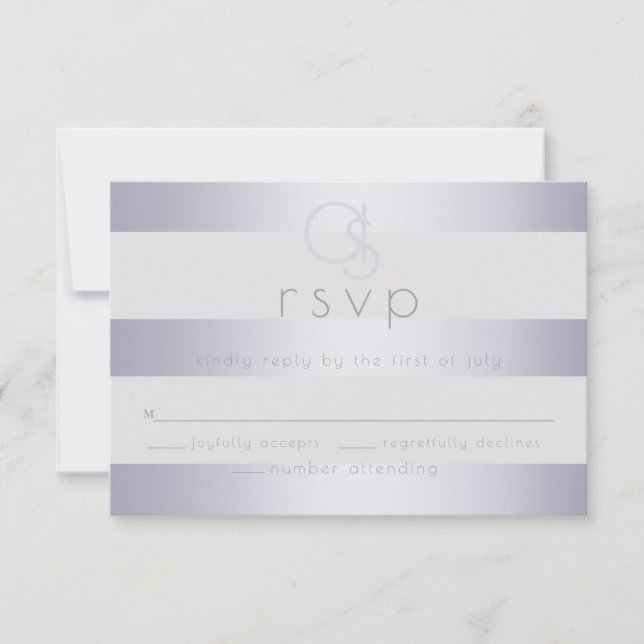 RSVP |  Rayures en monogramme violet argenté brill (Devant)