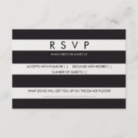 RSVP rayures noir blanc mariage carte papeterie