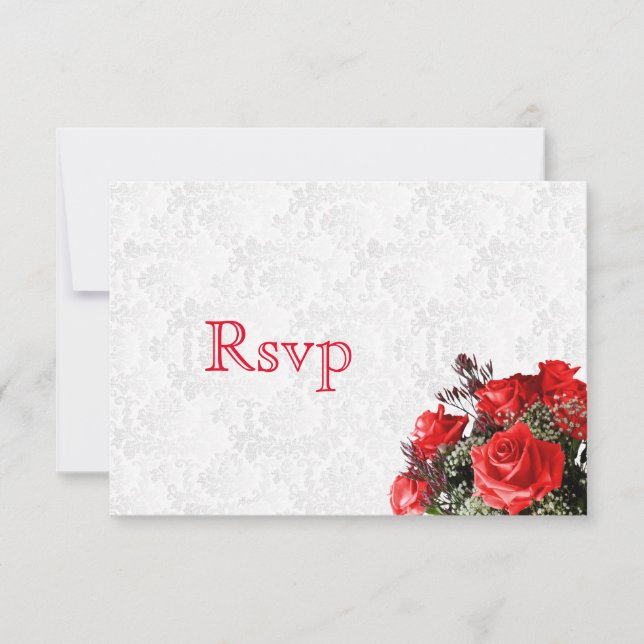 RSVP Red Rose Floral Mariage (Devant)