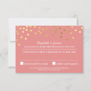 RSVP RÉPONDRE Mignonne feuille d'or confetti répon