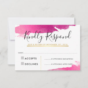RSVP RÉPONSE CARTE dorée or rose rose noir