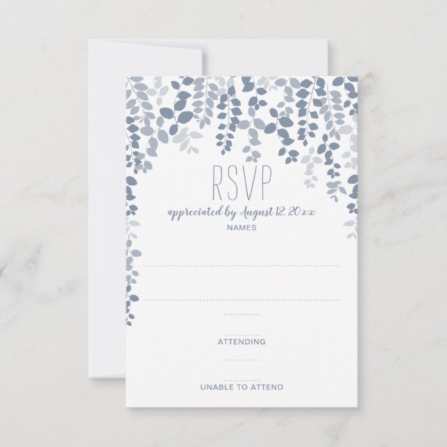 RSVP / Réponse de mariage floral rustique (Bleu po (Devant)