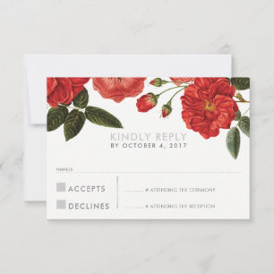 RSVP RÉPONSE Fleur florale de roses rouges chiques