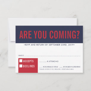 RSVP RÉPONSE fun bold block marine rouge foncé