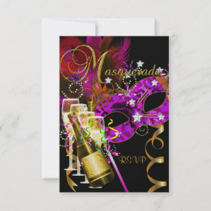 RSVP Réponses MMasques noir or rose