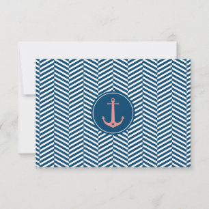 RSVP REPY CARD monogramme moderne ancre nautique