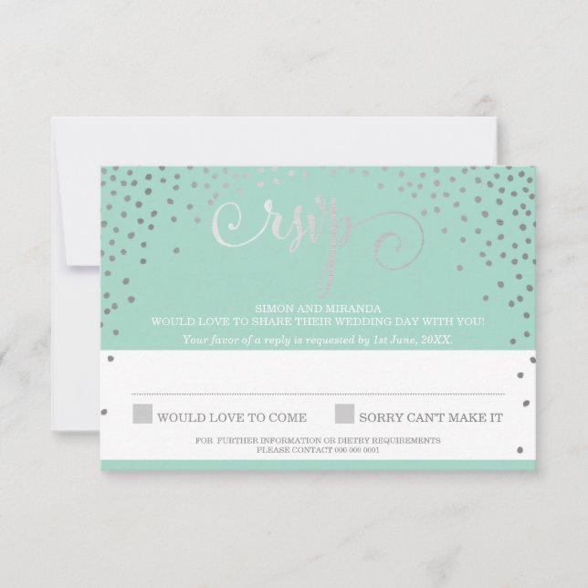 RSVP REPY chic mini confetti mint argent rustique (Devant)