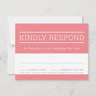 RSVP RESPONSE CARD type moderne corail rose