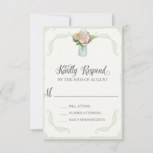 RSVP Rose Bouquet Pays Mason Jar Typographie