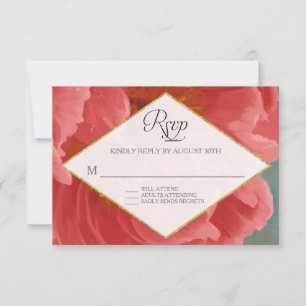 RSVP Rose Gold Faux Parties scintillant Red Peony
