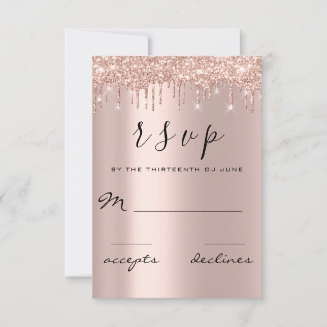 RSVP Rose Gold Pailleté Luxe Gouttes de Pluie (Devant)