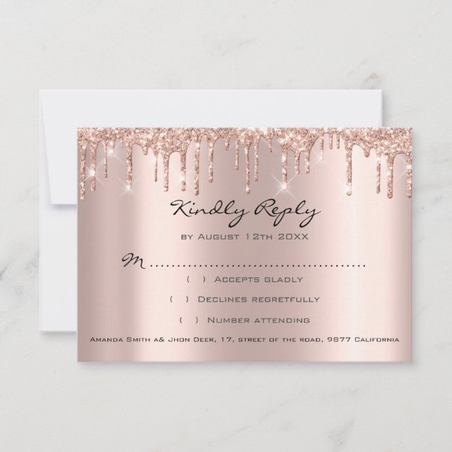 RSVP Rose Gouttes de Glitter Enterrement de Vie de (Devant)