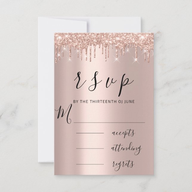 RSVP Rose noire or gouttes mariage (Devant)
