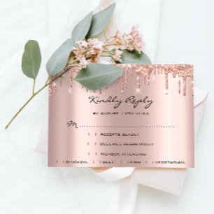 RSVP Rose Weddin Pailleté Black Drips Réception de