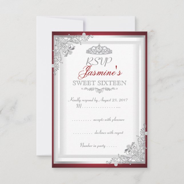 RSVP Rouge Argent Damask Tiara Sweet 16 (Devant)