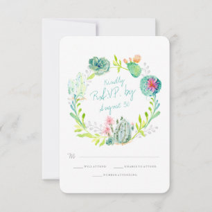 Rsvp Rustique Désert Cactus Fleur Bois Aquarelle