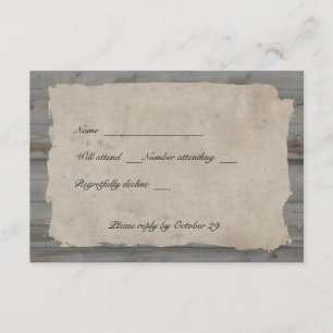 Rsvp rustique en bois de pays de parchemin avec