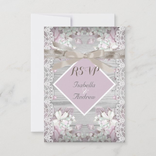 RSVP Rustique Fleurs de Bois Mariage Blanc Dentell (Devant)
