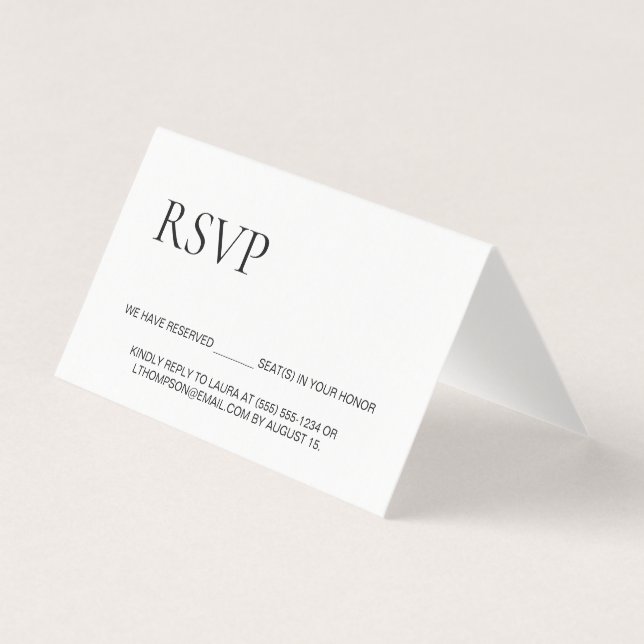 RSVP sans envoi Siège réservé Simple plié (Front)