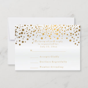 RSVP Satin Blanc & Confettis Mariage Point Doré Or