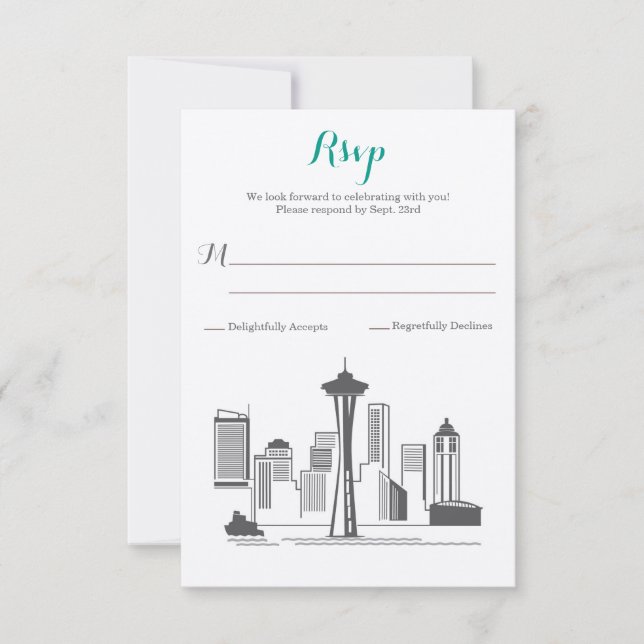 RSVP Seattle Skyline Mariage (Devant)