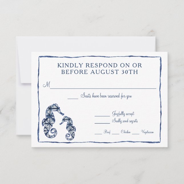 RSVP Shibori Kumo Aquarelle Hippocampe Plage Océan (Devant)