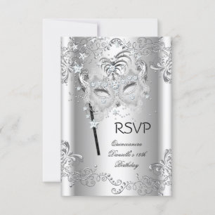 RSVP Silver Quinceanera 15e anniversaire Masquerad
