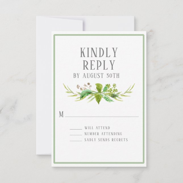 RSVP Simple Eucalyptus Feuilles Graines Verdure He (Devant)
