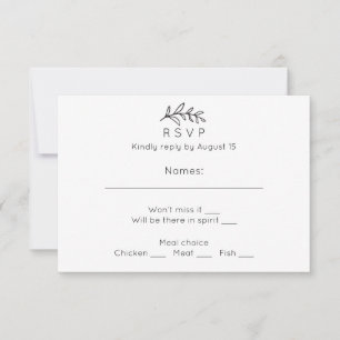 RSVP simple pour mariage. Carte de réponse noir et