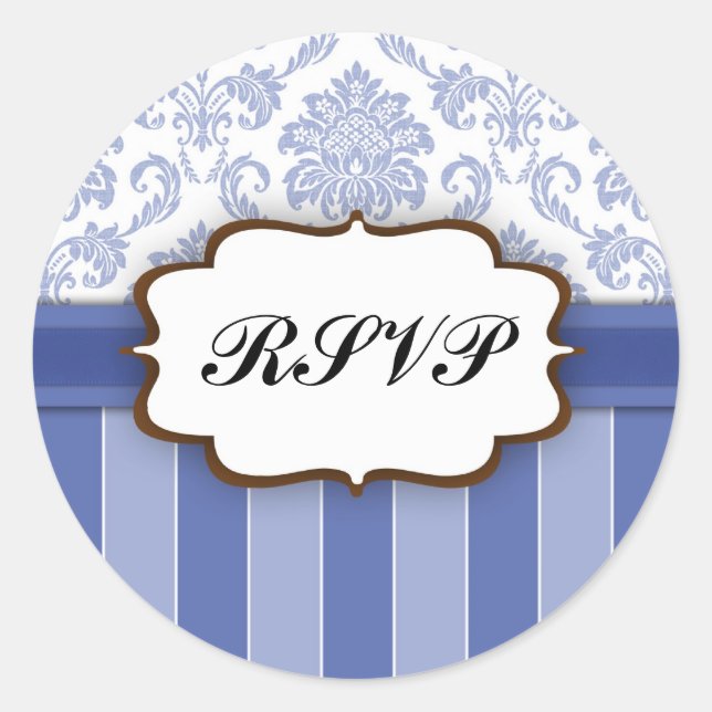 RSVP - Sticker à bande Damas Bleu (Devant)