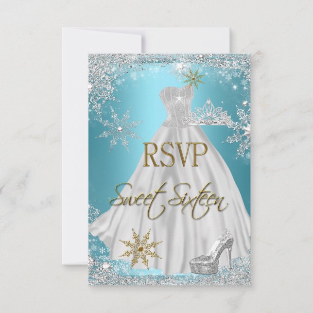 RSVP Sweet 16 Douze Ans Turquoise Blanc Or Élité (Devant)