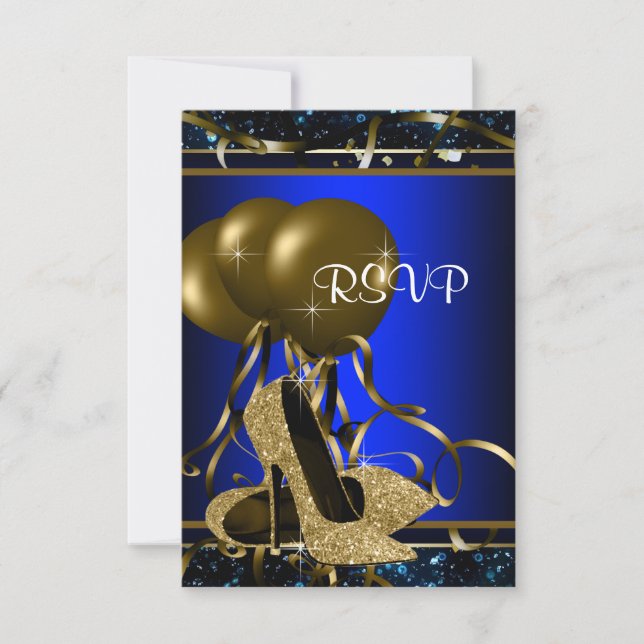 RSVP Talon haut bleu et or pour femme (Devant)