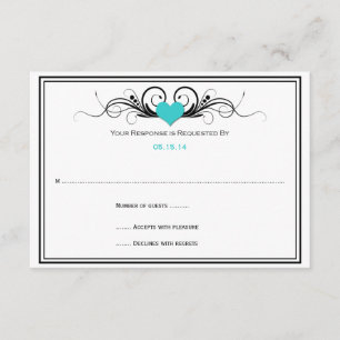 RSVP Turquoise Heart Black Swirls