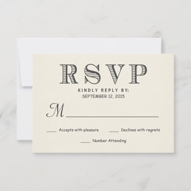 RSVP Typographie Rustique Ivory White Mariage Répo (Devant)