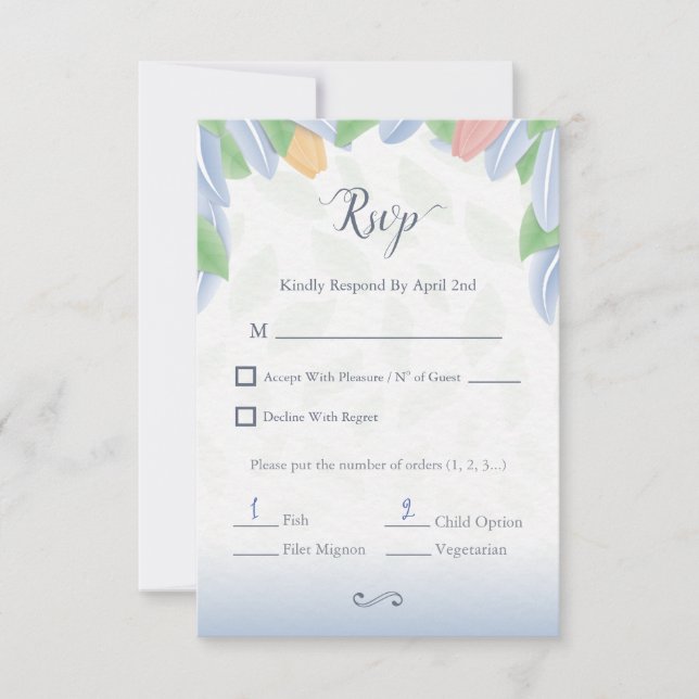 RSVP - Vectorial Tulip With Leaves In Cold Color (Devant)