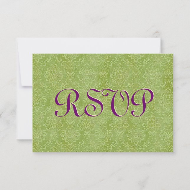 RSVP Vintage Olive et violet Mariage damassé (Devant)