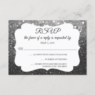 RSVP Votre Parties scintillant Jour Fab Argent Noi
