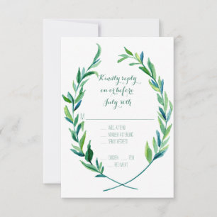 RSVP w Menu Laurel Wreath Olive Leaf Branche Moder