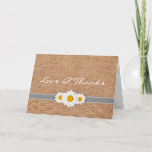 Ruban à marguerite - Burlap gris et blanc Merci