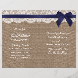 Ruban de la Marine sur Burlap & Lace Wedding Progr