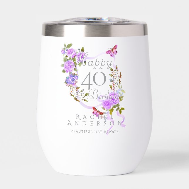 Ruban de rose pourpre 40e anniversaire (Avant)